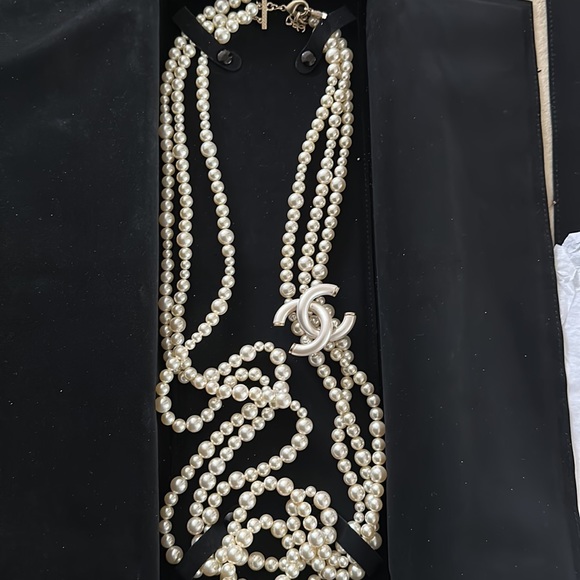 Showstopper Authentic Chanel Triple Pearl long necklace with Box $6500 - Picture 3 of 17